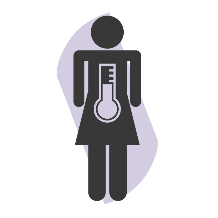 Icon representing a thermometer or wave of heat.
