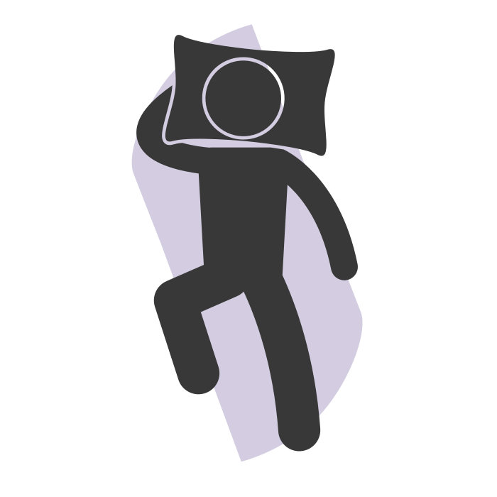 Icon representing a moon or sleeping person.